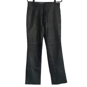 BCBG Maxazria Black Straight Leg High Waisted Leather Pants Size 6